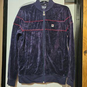 Fila Men's Navy Blue Velour Full Zip Track Jacket Size Small